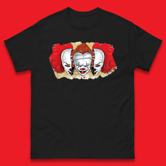 IT Pennywise Clown Halloween Horror Movie Character Evil Clown Costume Serial Killer Mens Tee Top
