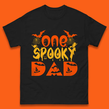 One Spooky Dad Happy Halloween Fall Season Dad Life Spooky Flying Bats Mens Tee Top