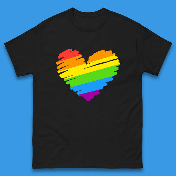 Rainbow Colour Heart Pride LGBTQ Rainbow Pride LGBT Gay Pride Month Mens Tee Top