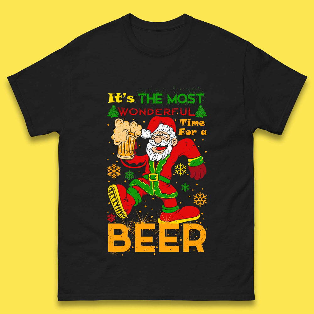Drunken Santa Drunken Santa It's The Most Wonderful Time For A Beer Christmas Drinking Party Santa Claus Drink Beer Xmas Mens Tee Top