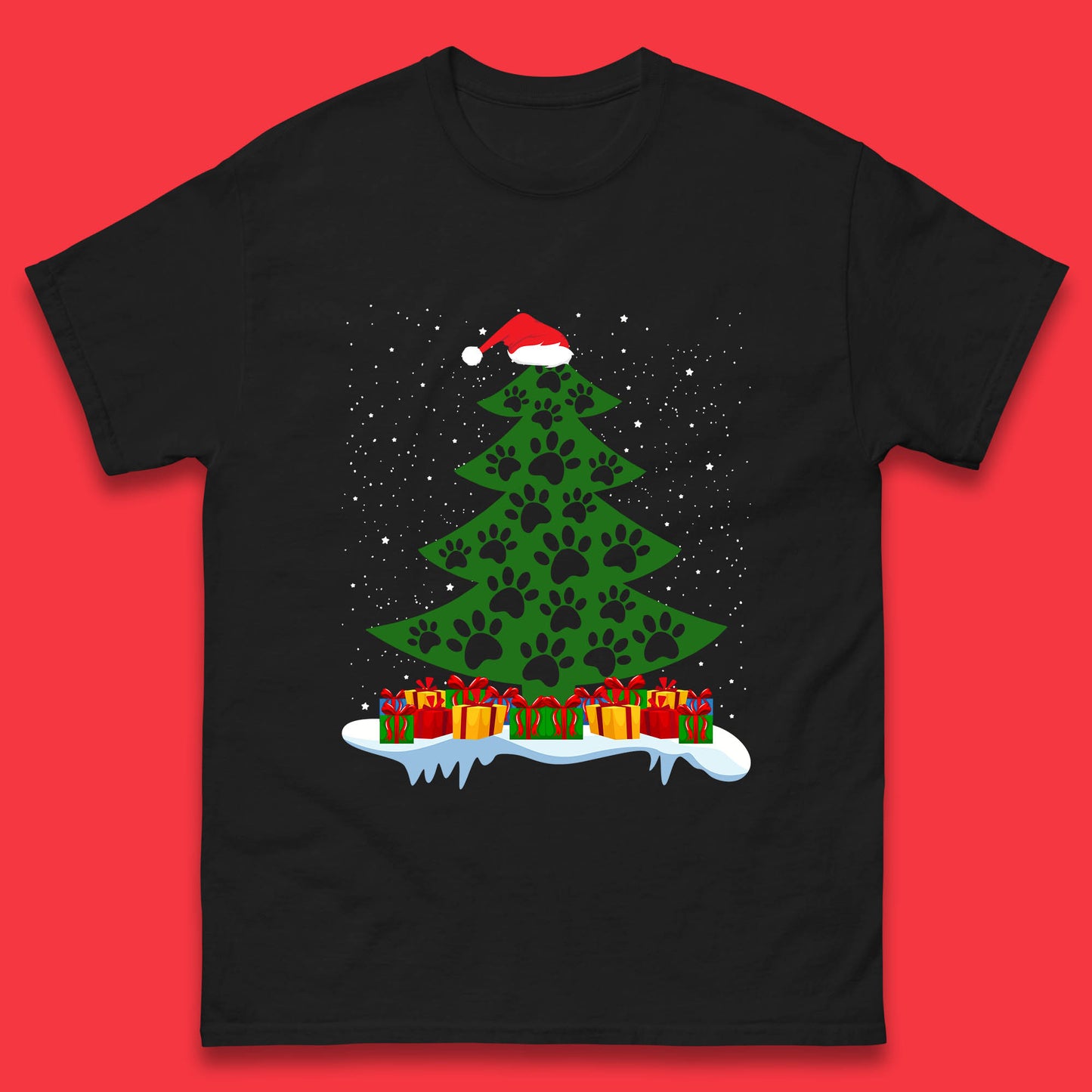 christmas tree with paw prints of dogs t shirt