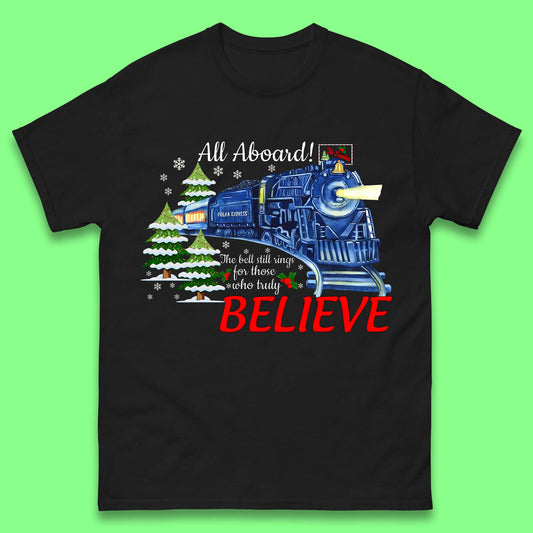 All Abroad Believe Christmas Train Mens T-Shirt