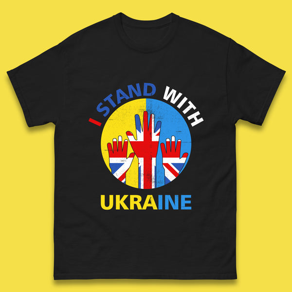 Peace Ukraine I Stand With Ukraine Ukrainian Support United Kingdom British Flag Mens Tee Top