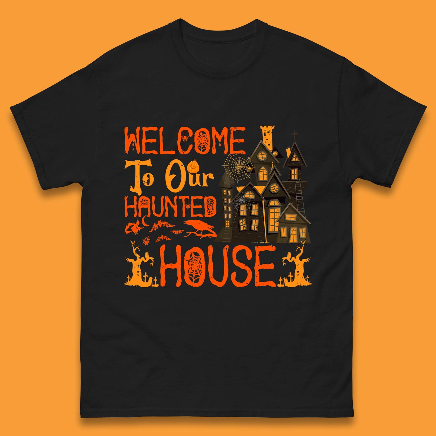 Welcome To Our Haunted House Halloween Horror Scary Spooky House Mens Tee Top