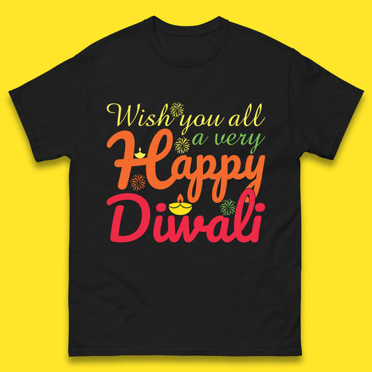 Wish You All A Very Happy Diwali Festival Of Lights Indian Diwali Holiday Celebration Mens Tee Top