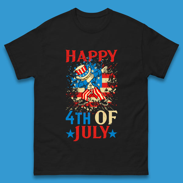 Dabbing Uncle Sam Happy 4th Of July USA Flag Independence Day Funny Dab Dance Mens Tee Top