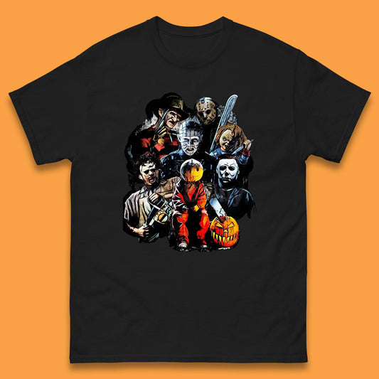 Halloween Horror Movie Characters Friends Halloween Villians Serial Killers Mens Tee Top