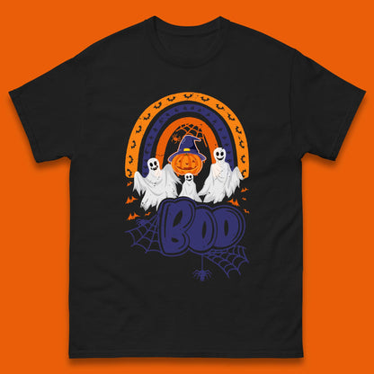 Halloween Boo Ghosts With Witch Pumpkin Scary Spooky Season Mens Tee Top