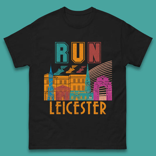 Run Leicester Festival Leicester Skyline Souvenir Race Leicester Running Mens Tee Top