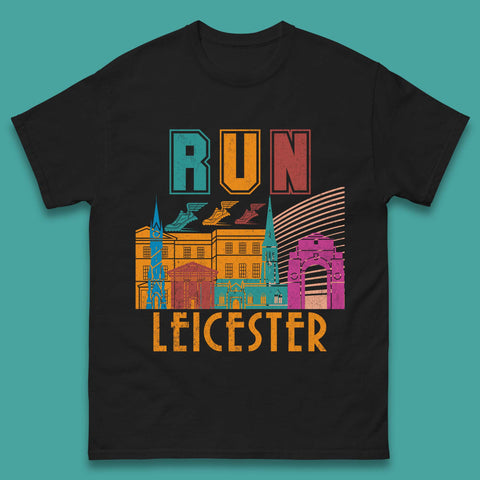 Run Leicester Festival Leicester Skyline Souvenir Race Leicester Running Mens Tee Top