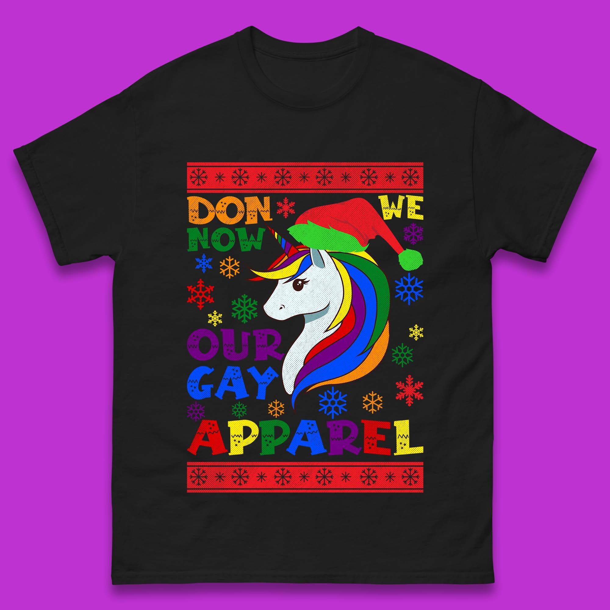 LGBT Rainbow Unicorn Christmas Mens T-Shirt