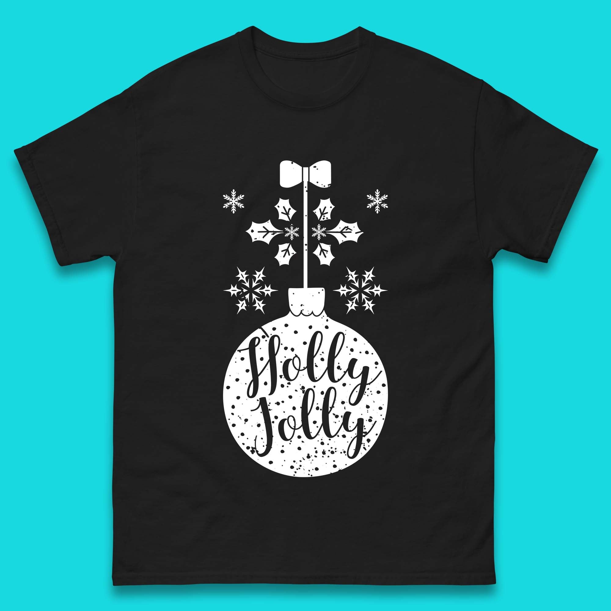 Holly Jolly Merry Christmas Ornament Retro Holly Jolly Vibes Vintage Xmas Mens Tee Top