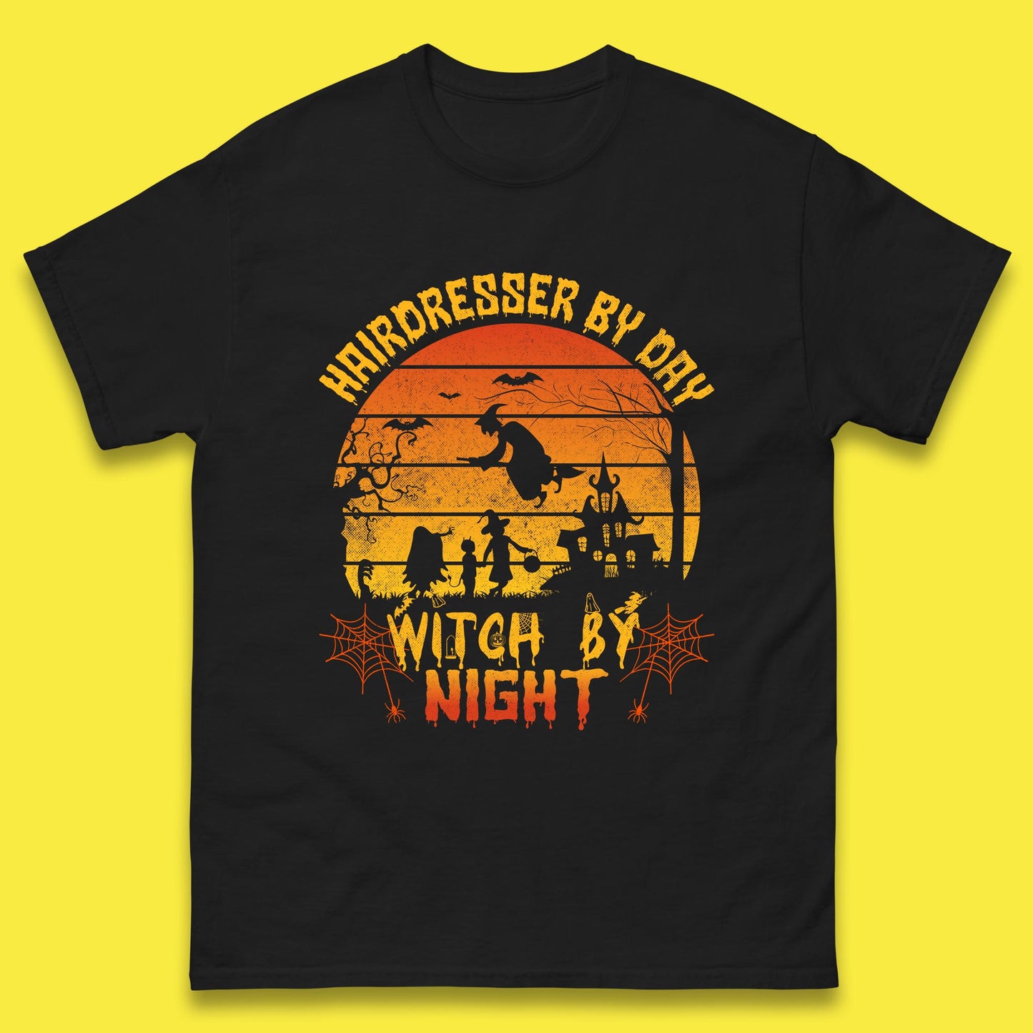 Hairdresser By Day Witch By Night Funny Halloween Hairstylist Spooky Witch Mens Tee Top