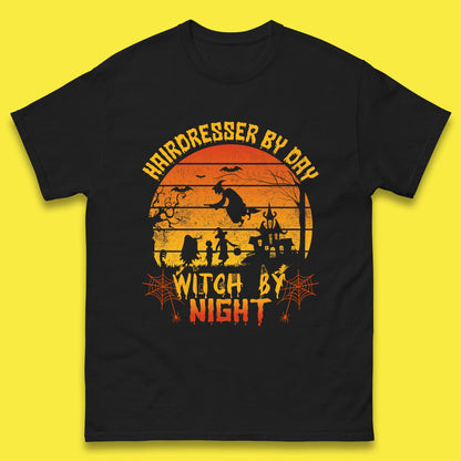 Hairdresser By Day Witch By Night Funny Halloween Hairstylist Spooky Witch Mens Tee Top