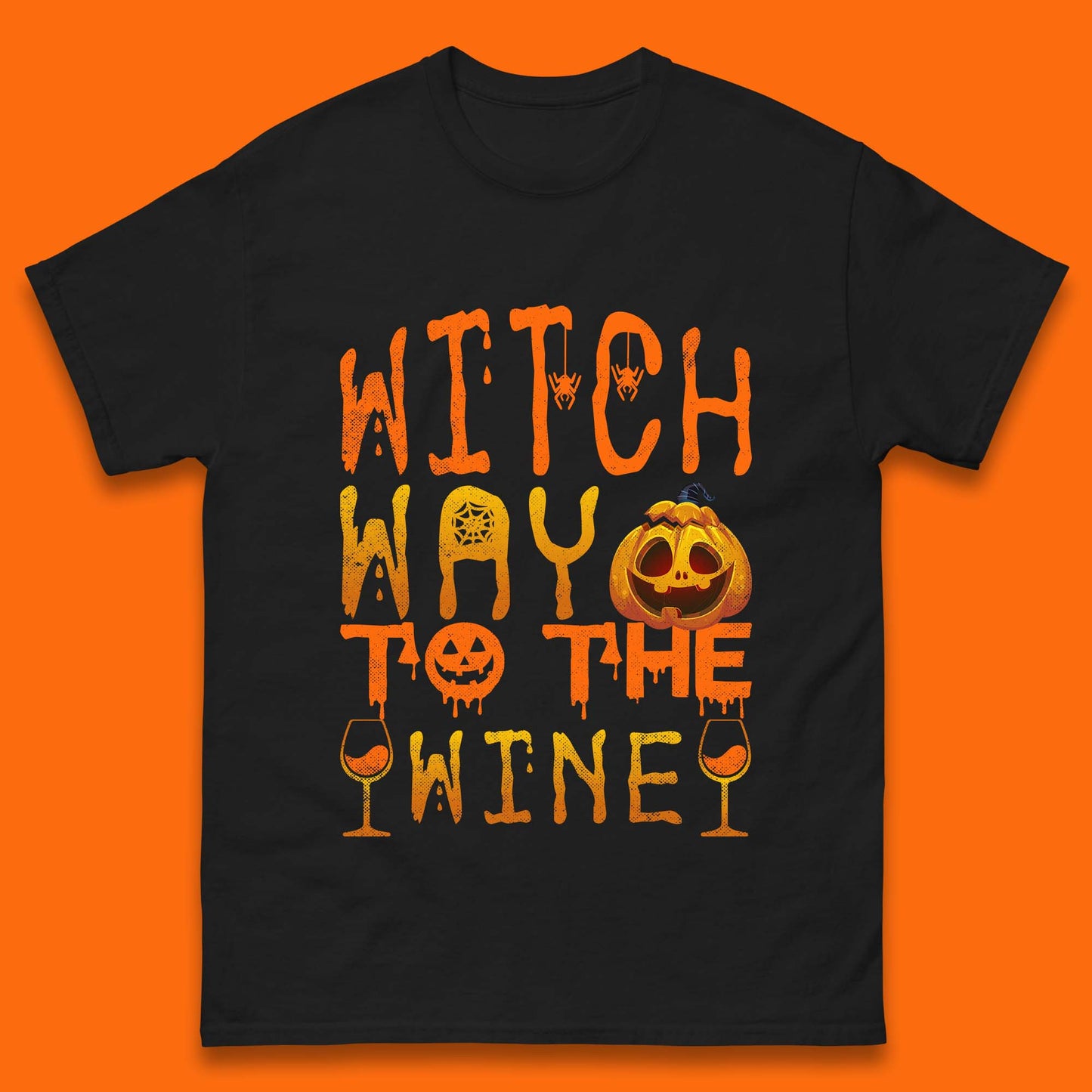 Witch Way To The Wine Funny Halloween Wine Drinking Lover Mens Tee Top