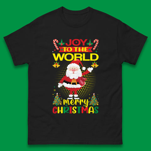 Joy To The World Merry Christmas Santa Claus Xmas Bells Trees Mens Tee Top