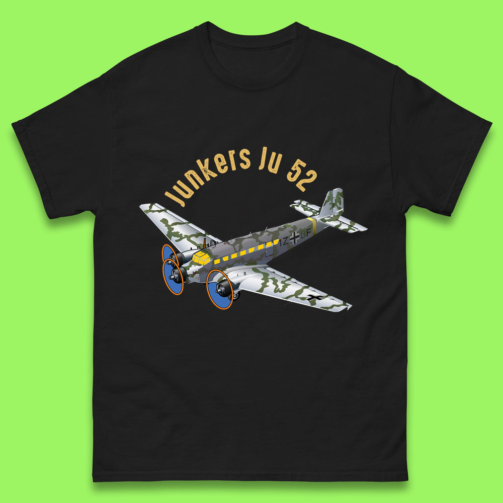 Junkers Ju 52 Transport Aircraft Medium Bomber Airliner Vintage Retro Fighter Jets World War II Remembrance Day Royal Air Force Mens Tee Top