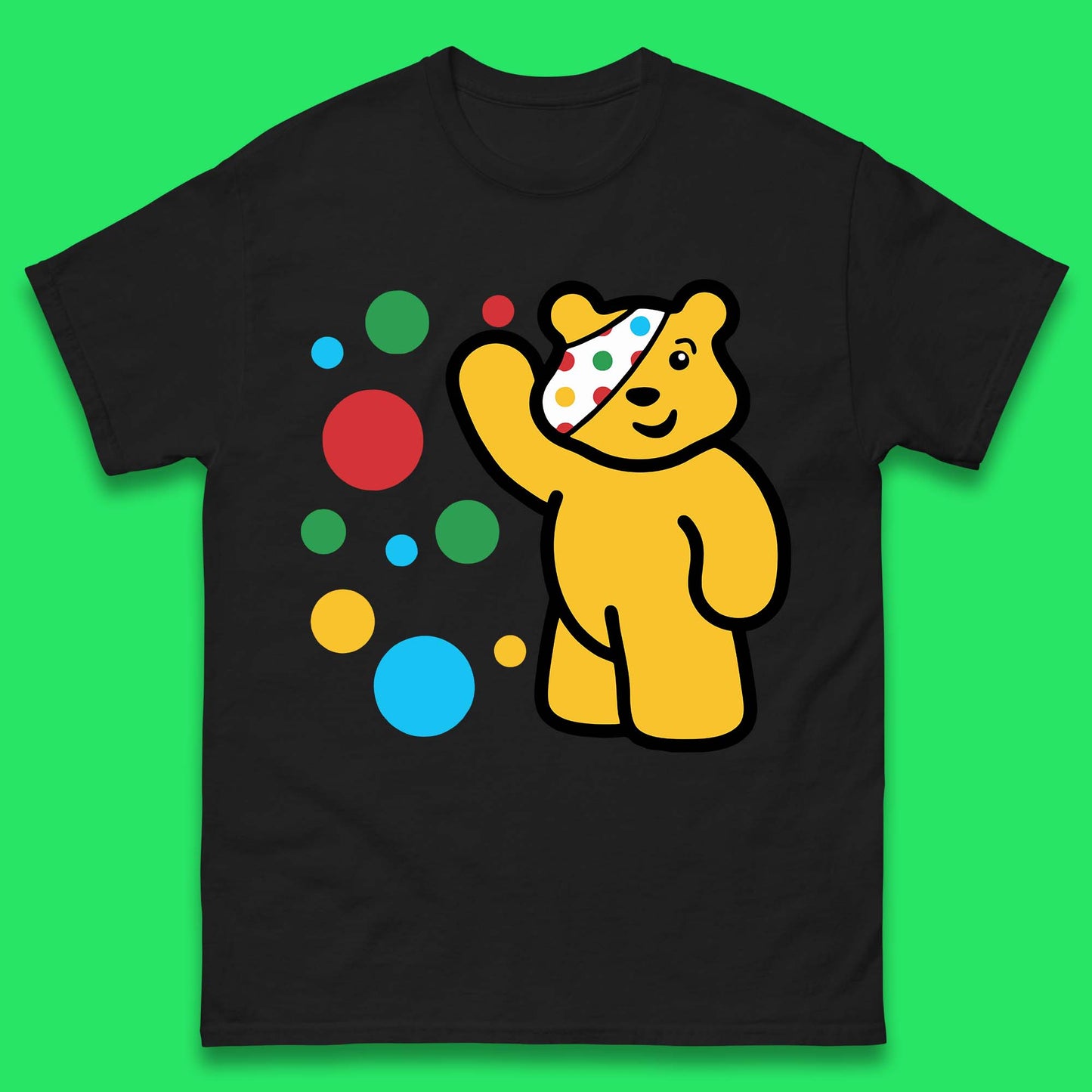 Spotty Pudsey Bear Hand Waving Dotty Spot Fundraising Children In Need Spotty Bear Spotty Day Mens Tee Top
