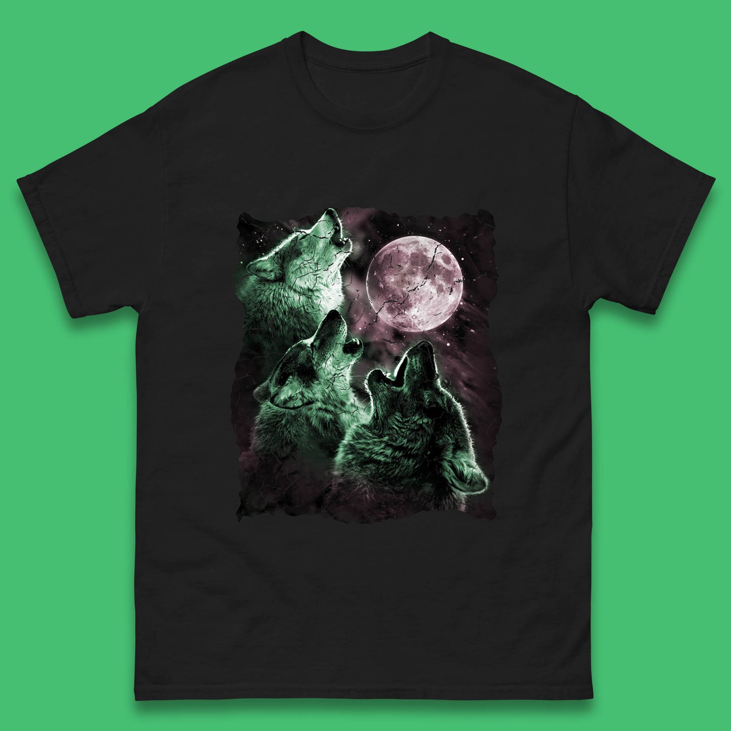 Three Wolf Howling At Moon Wild Free Wolves Three Wolf Dog Animal The Mountain Mens Tee Top