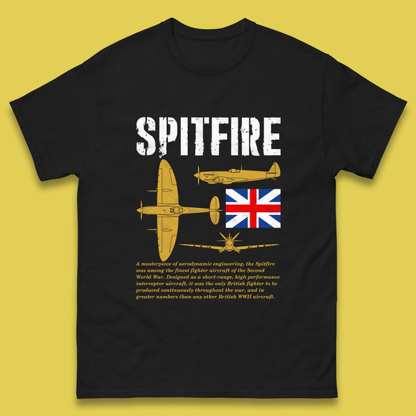 Supermarine Spitfire Royal Air Force British Army Uk Flag Spitfire WWII Remembrance Day Mens Tee Top