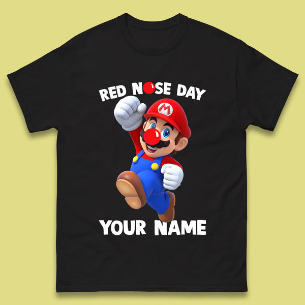 Personalised Super Mario Red Nose Day Mens T-Shirt