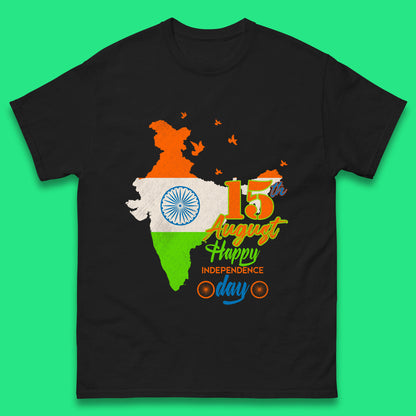 15th August India Happy Independence Day Patriotic Indian Map Flag Mens Tee Top