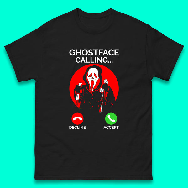 Ghostface Calling Halloween Ghost Face Scream Horror Movie Character Mens Tee Top