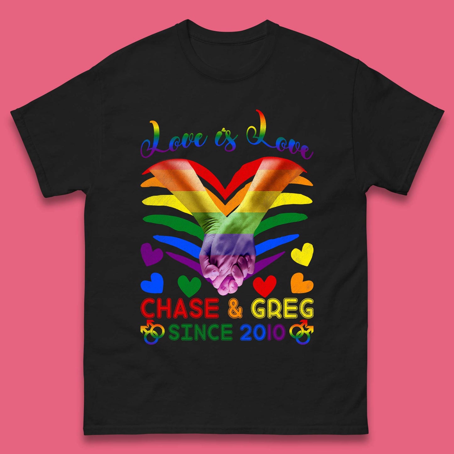 Personalised Lgbt Love Is Love Mens T-Shirt