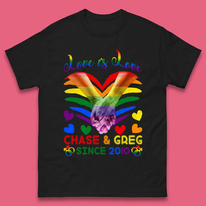 Personalised Lgbt Love Is Love Mens T-Shirt