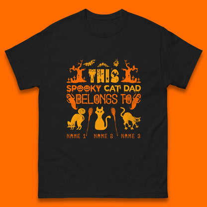 Personalised Halloween This Spooky Cat Dad Belongs To Your Cat Name Customized Halloween Cat Mens Tee Top