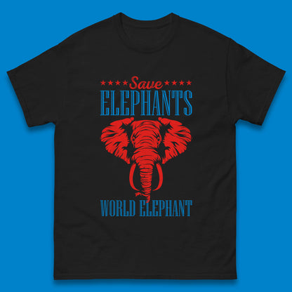 Save The Elephants World Elephant Day Zoo Animal Wildlife Mens Tee Top