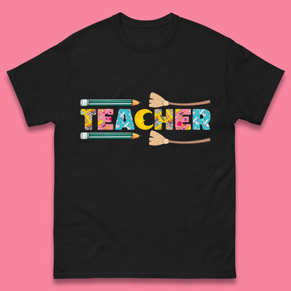 Halloween Teacher Spooky Teacher Ghost Halloween School Mens Tee Top