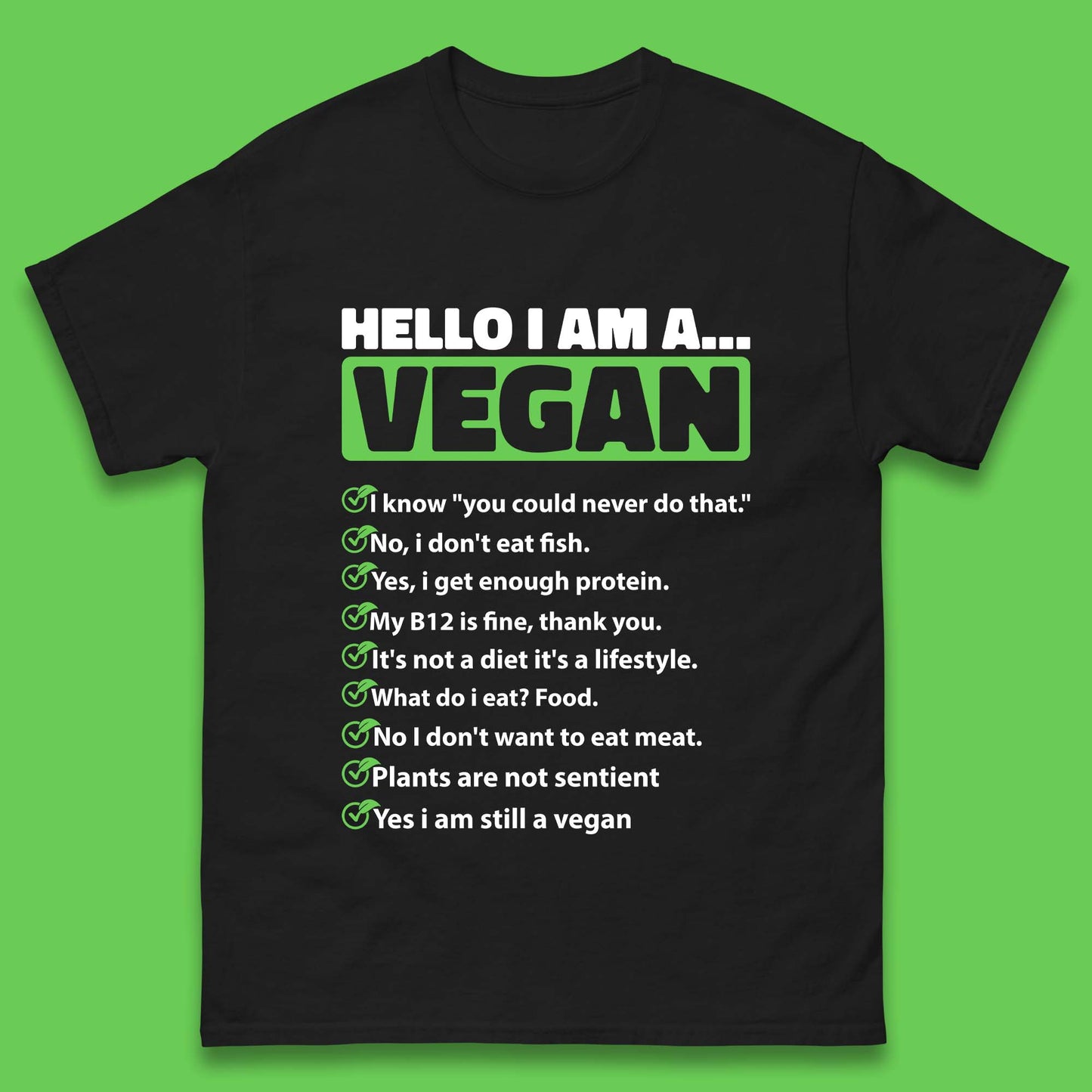 Hello I'm A Vegan Mens T-Shirt