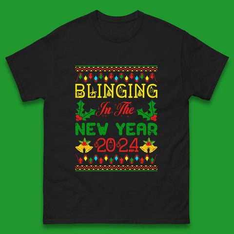 Blinging In The New Year 2024 Christmas Happy New Year Xmas Festive Celebration Mens Tee Top
