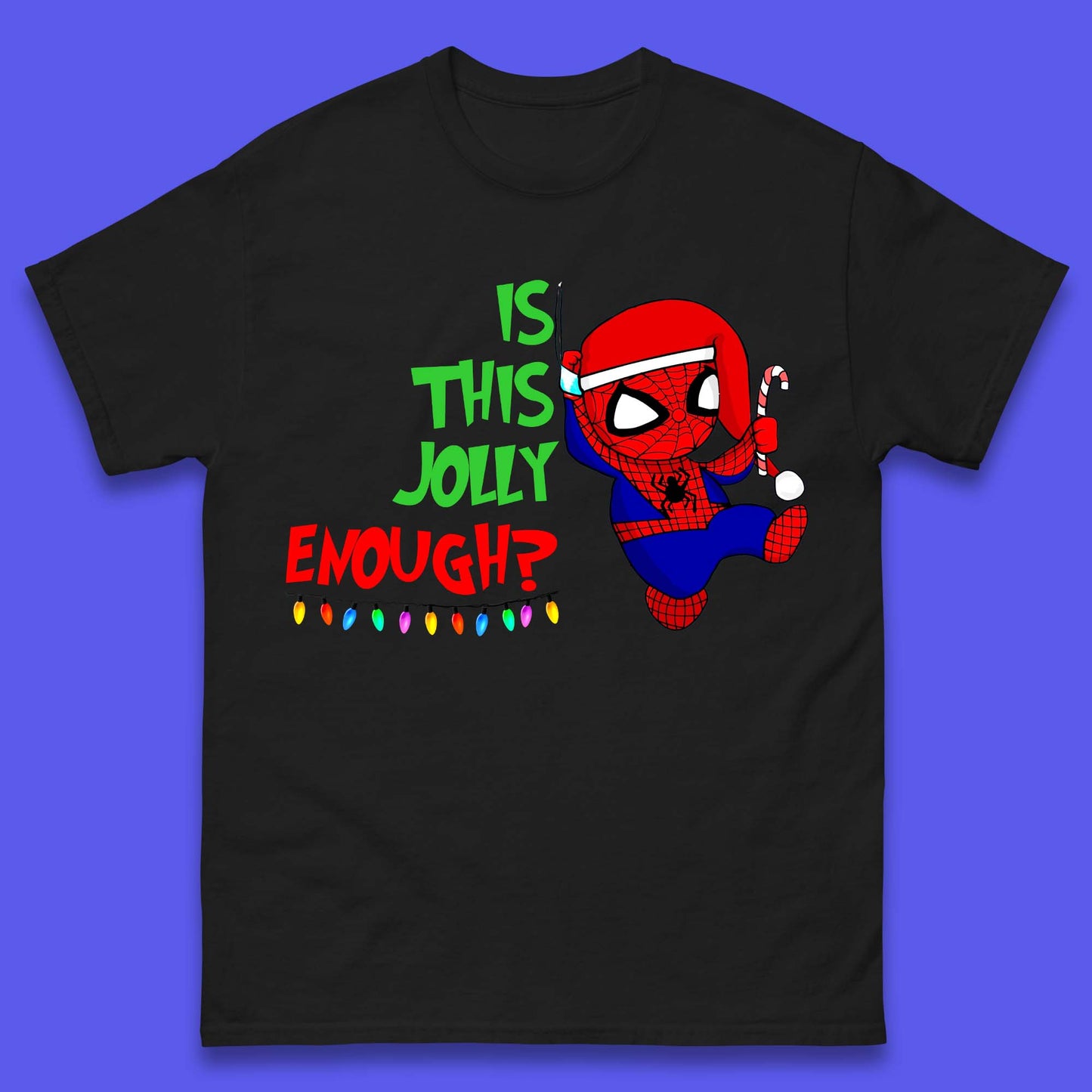 Jolly Enough Spiderman Christmas Mens T-Shirt