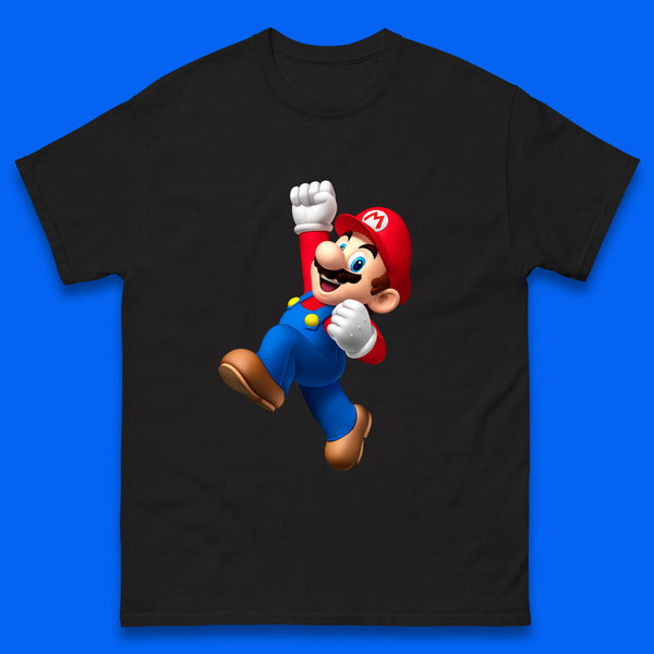 Super Mario Jumping In Happy Mood Funny Game Lovers Players Mario Bro Toad Retro Gaming Mens Tee Top