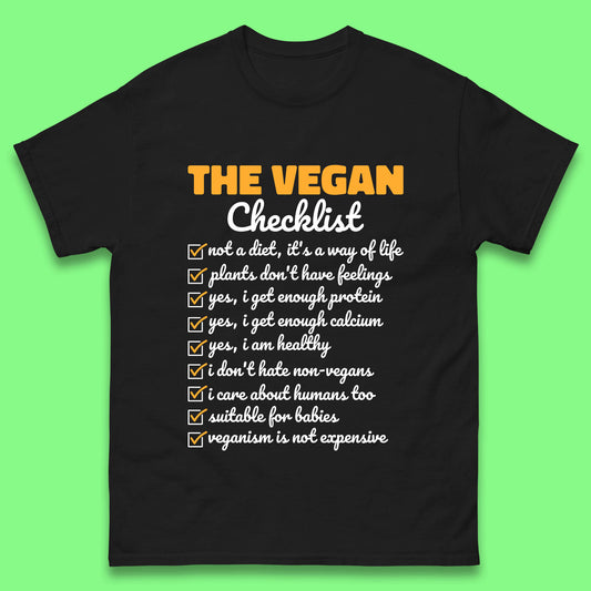 The Vegan Checklist Vegan Activism Funny Pro Vegetarian Checklist Mens Tee Top
