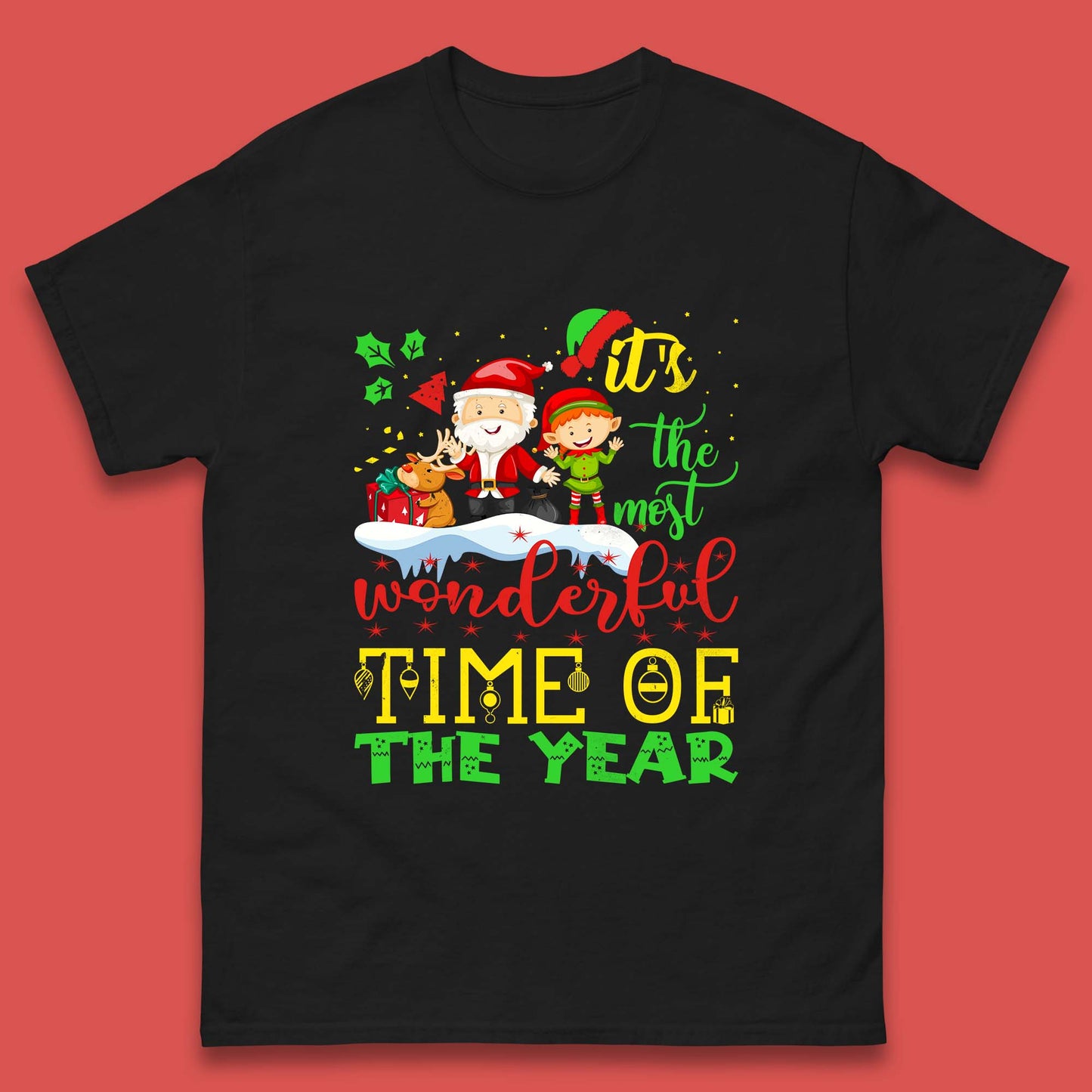 santa reindeer and elf t shirt