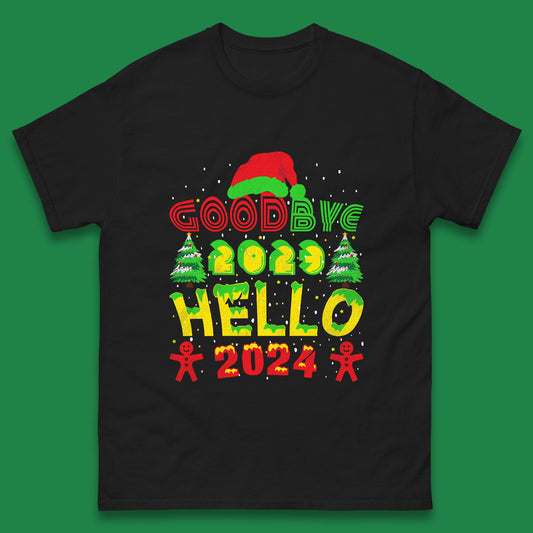 Good Bye 2023 Hello 2024 Merry Christmas Funny Happy New Year Xmas Mens Tee Top