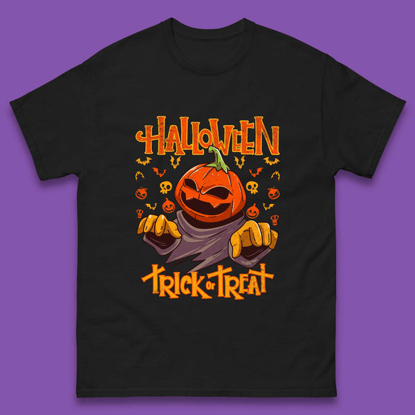 Halloween Trick Or Treat Pumpkin Character Halloween Scary Evil Pumpkin Mens Tee Top