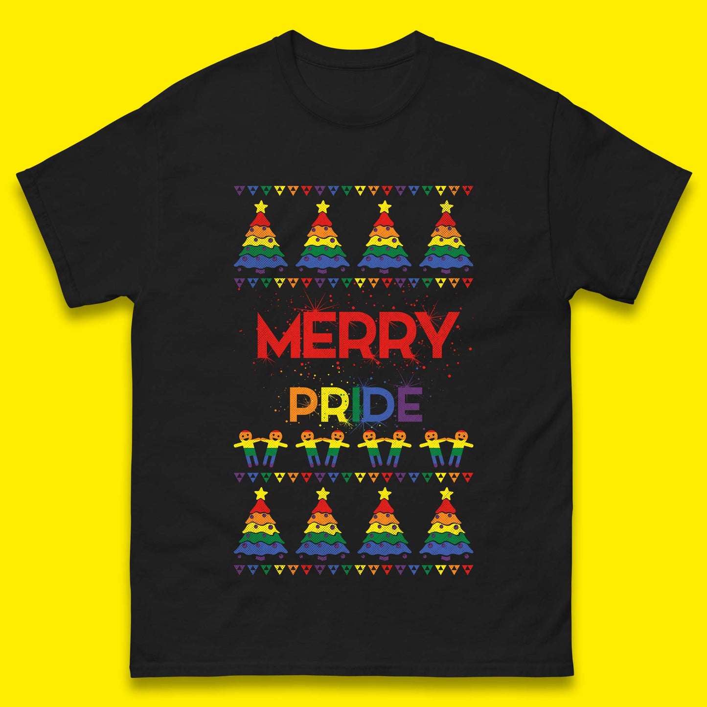 Merry Pride Christmas Trees Mens T-Shirt