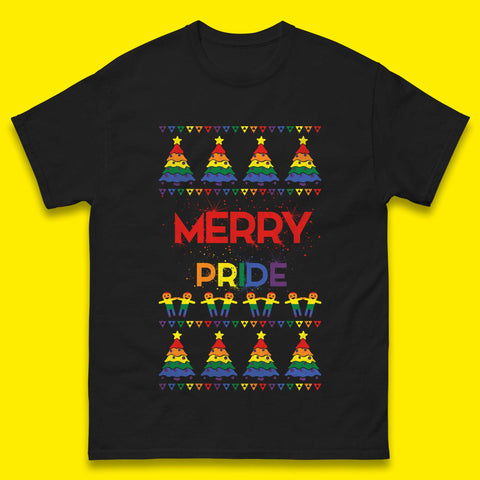 Merry Pride Christmas Trees Mens T-Shirt