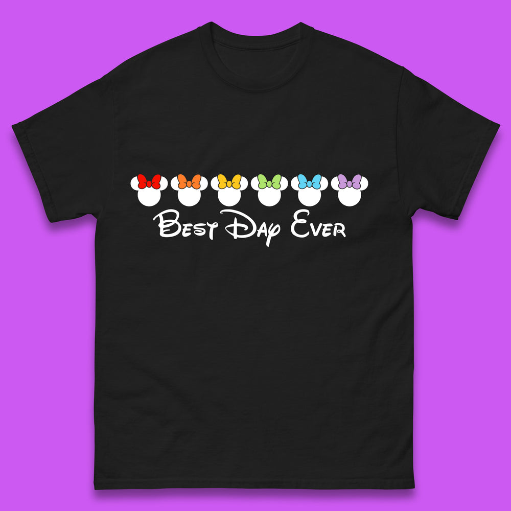 Best Day Ever Disney Minnie Mouse Cartoon Character Disney Vacation Minnie Mouse Face with Colorful Bows Disney Trip Mens Tee Top