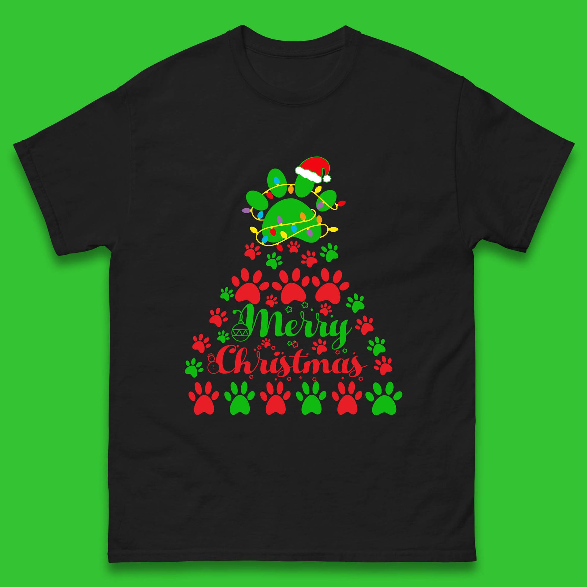 merry christmas paws tree t shirt
