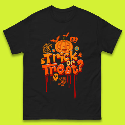Trick Or Treat Halloween Pumpkin Blood Dripping Horror Scary Spooky Season Mens Tee Top