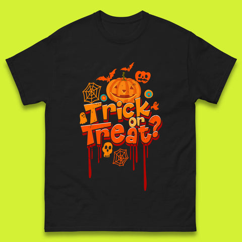 Trick Or Treat Halloween Pumpkin Blood Dripping Horror Scary Spooky Season Mens Tee Top