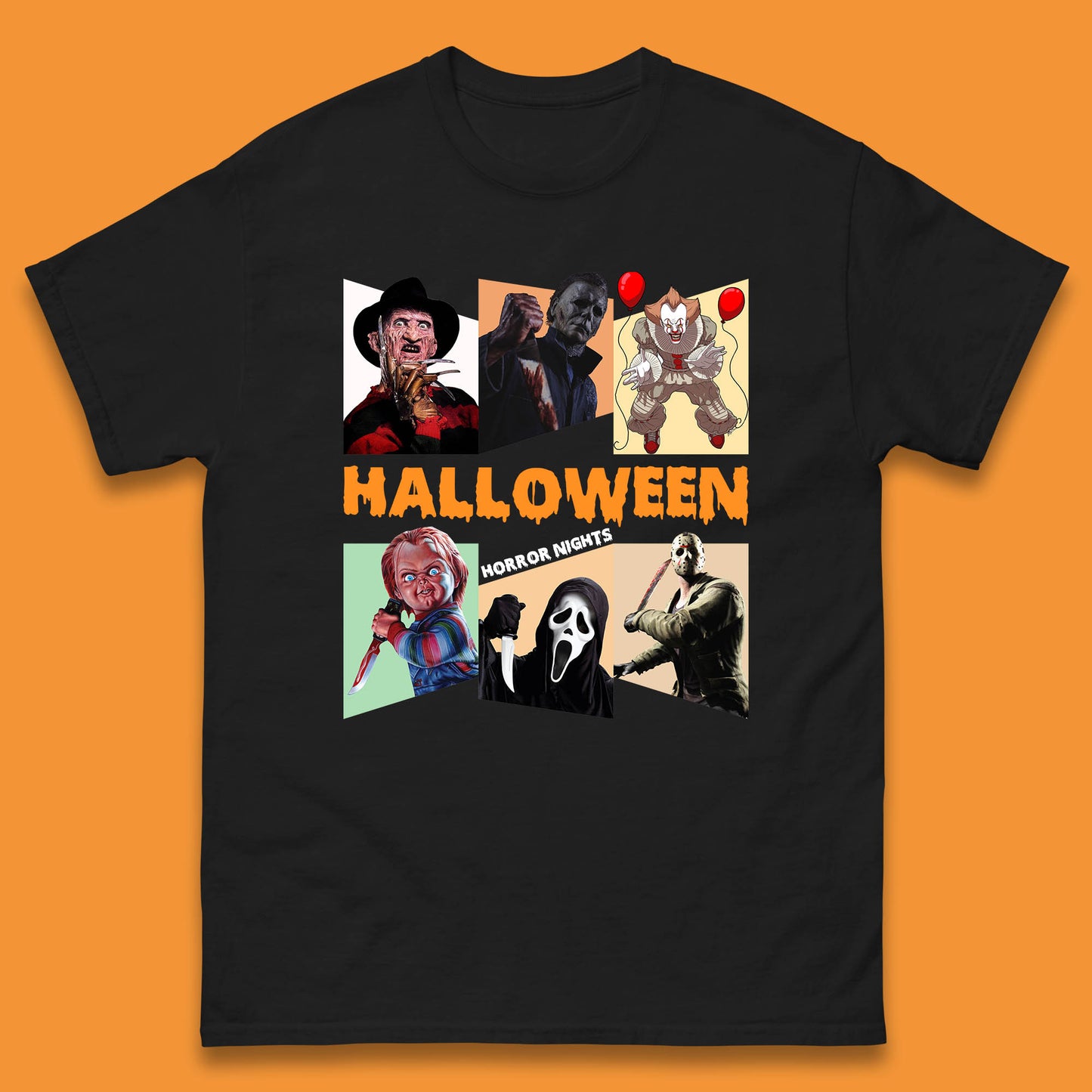 Halloween Horror Nights Horror Movie Characters Halloween Villians Serial Killers Mens Tee Top