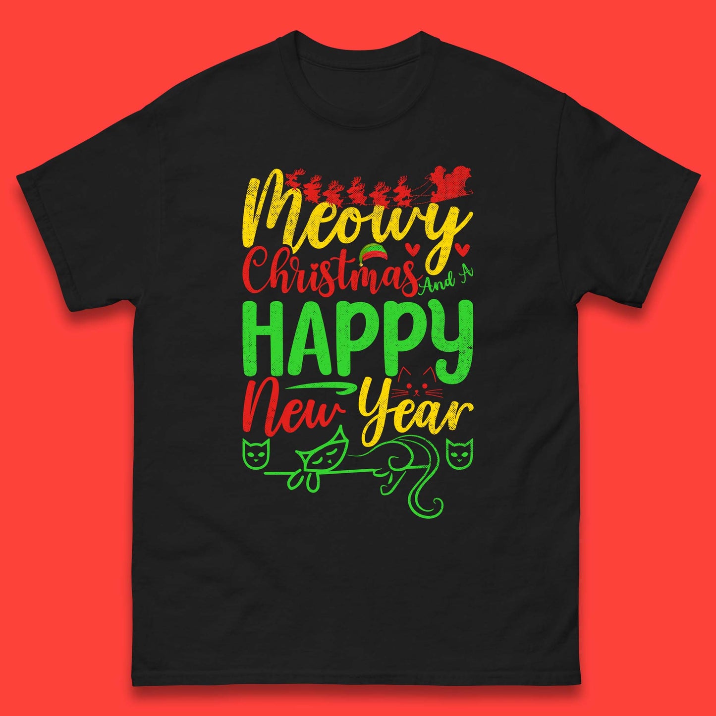 meowy christmas cat t shirt