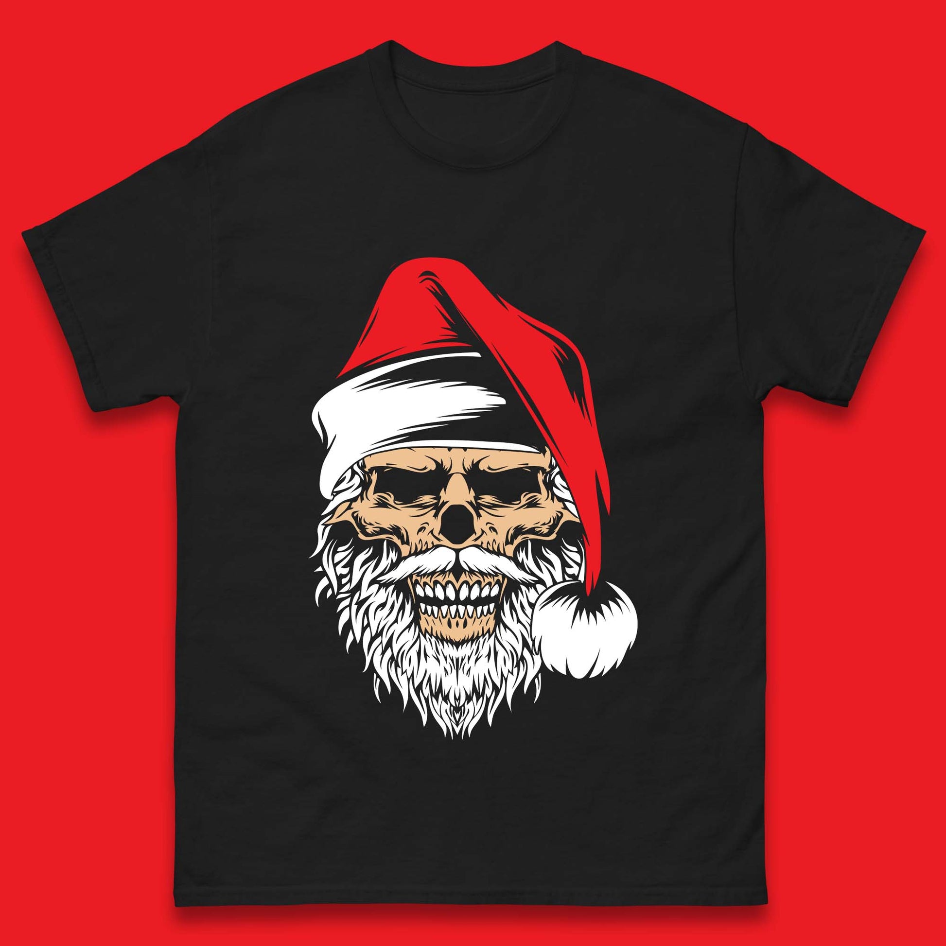 christmas gothic skull santa hat t shirt