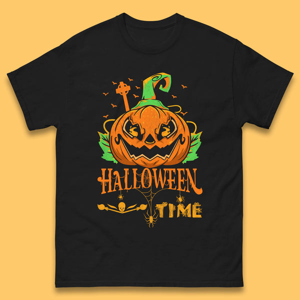 Halloween Time Scary Face Jack O Lantern Horror Pumpkin Halloween Scary Night Mens Tee Top
